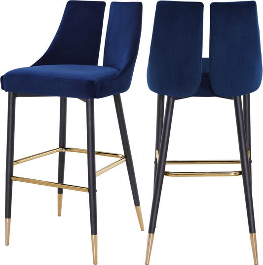 Meridian Furniture - Sleek Bar Stool Set Of 2 In Navy - 960Navy-C - ATL FURNITURE