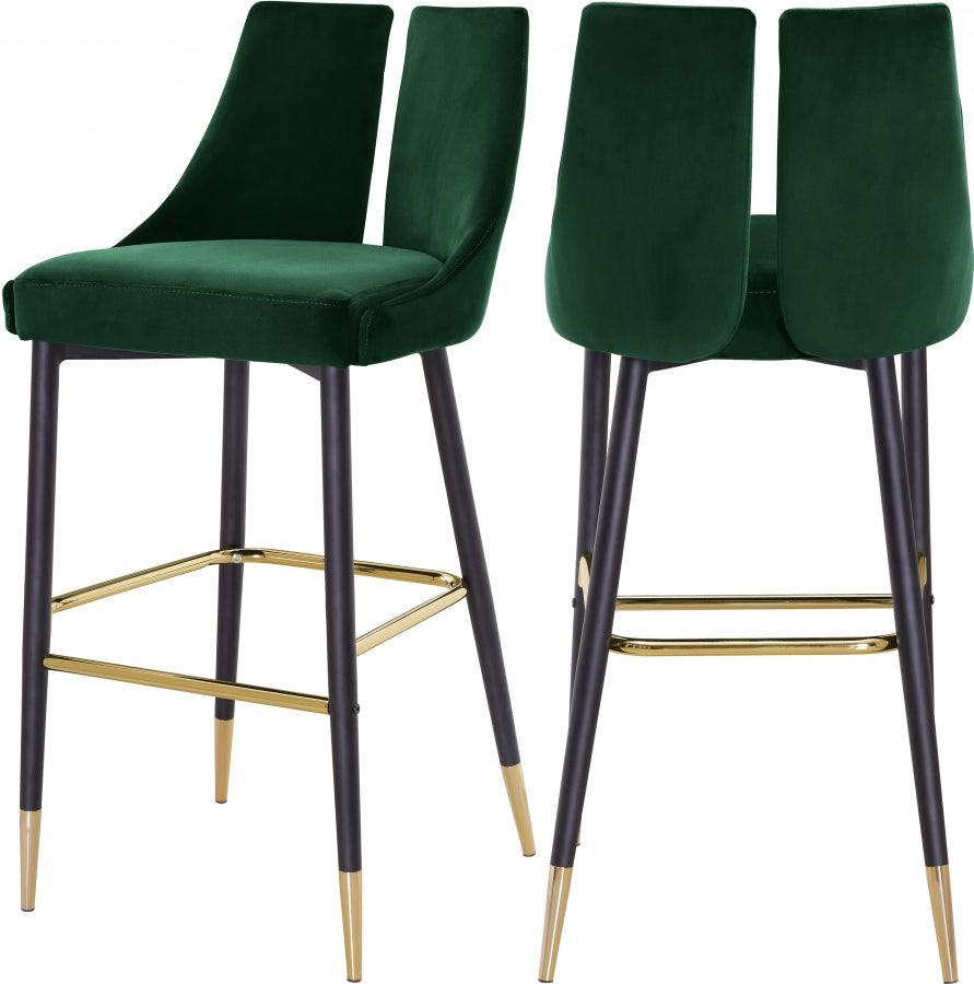 Meridian Furniture - Sleek Bar Stool Set Of 2 In Green - 960Green-C - ATL FURNITURE