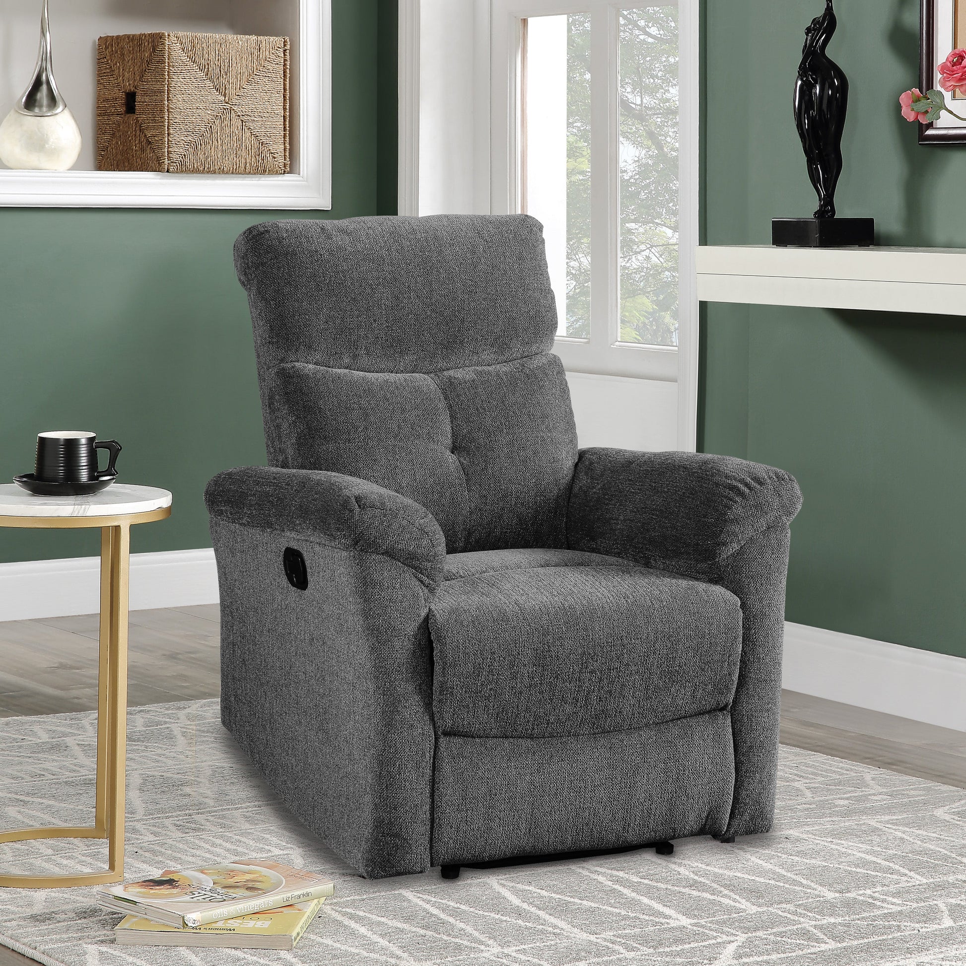 Treyton Gray Chenille Glider Recliner - ATL FURNITURE