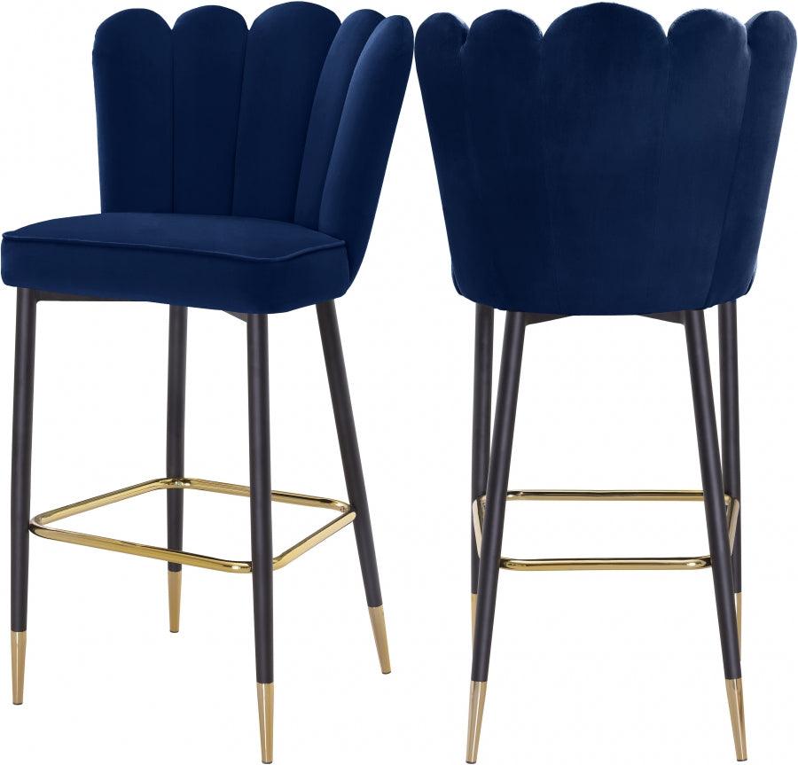 Meridian Furniture - Lily Bar Stool Set Of 2 In Navy - 961Navy-C - ATL FURNITURE