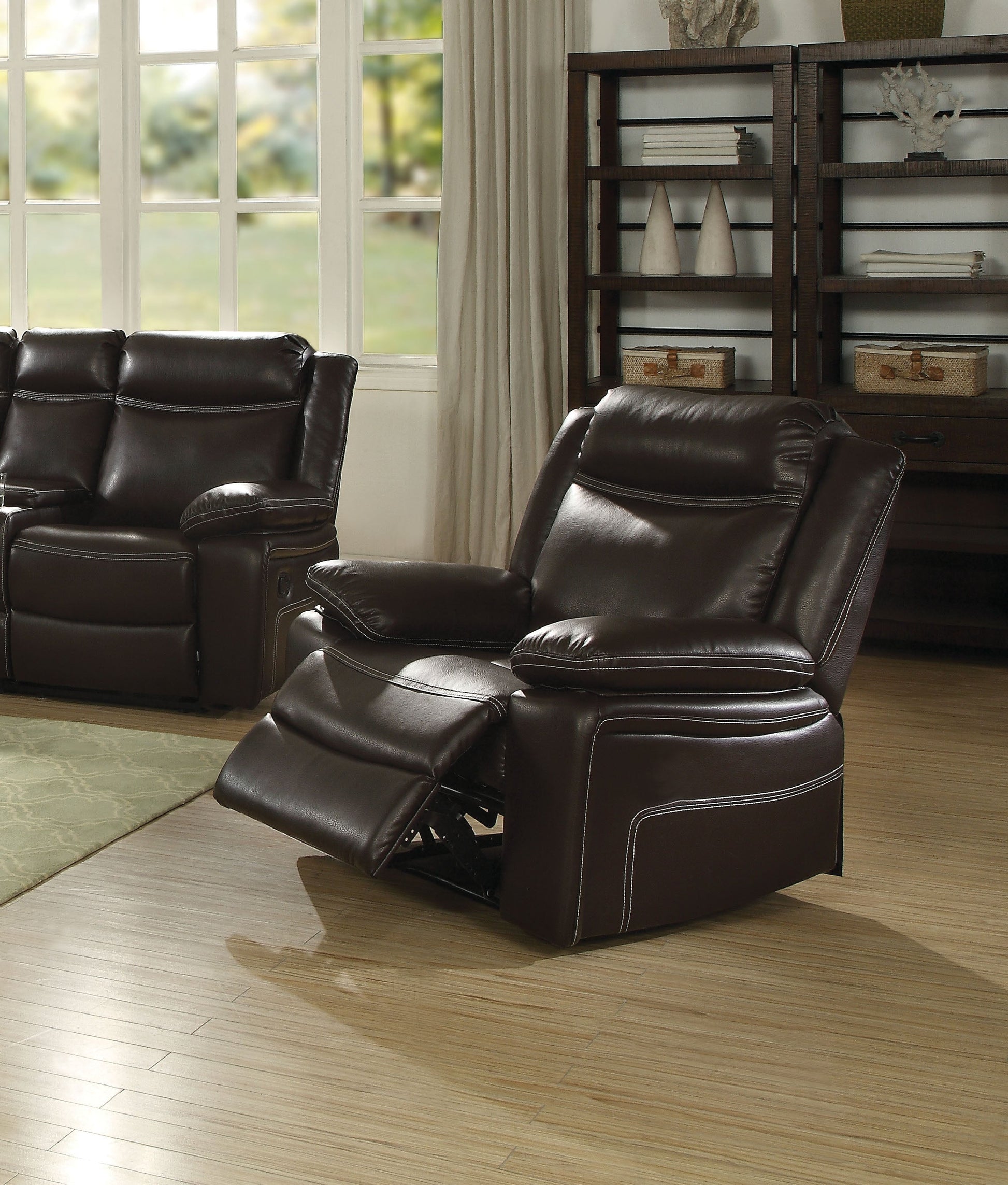 Corra Espresso PU Recliner (Motion) - ATL FURNITURE