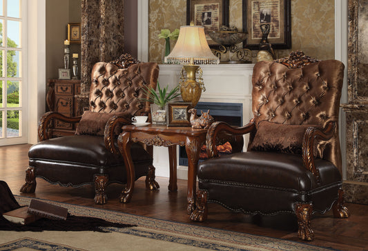 Dresden Golden Brown Velvet & Cherry Oak Chair & 1 Pillow - ATL FURNITURE