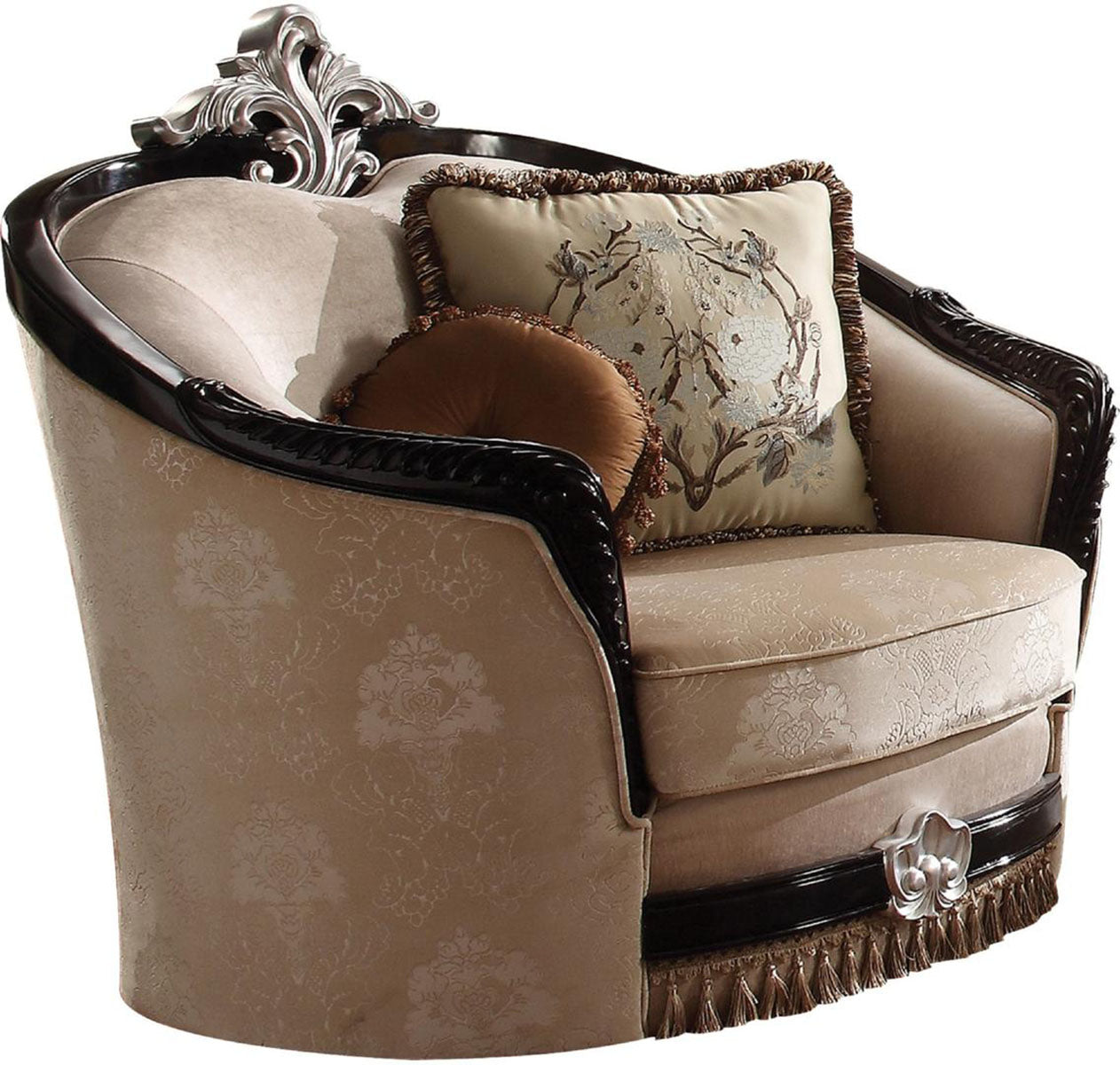 Acme Furniture Ernestine Chair with 2 Pillows in Tan and Black 52112 - ATL FURNITURE