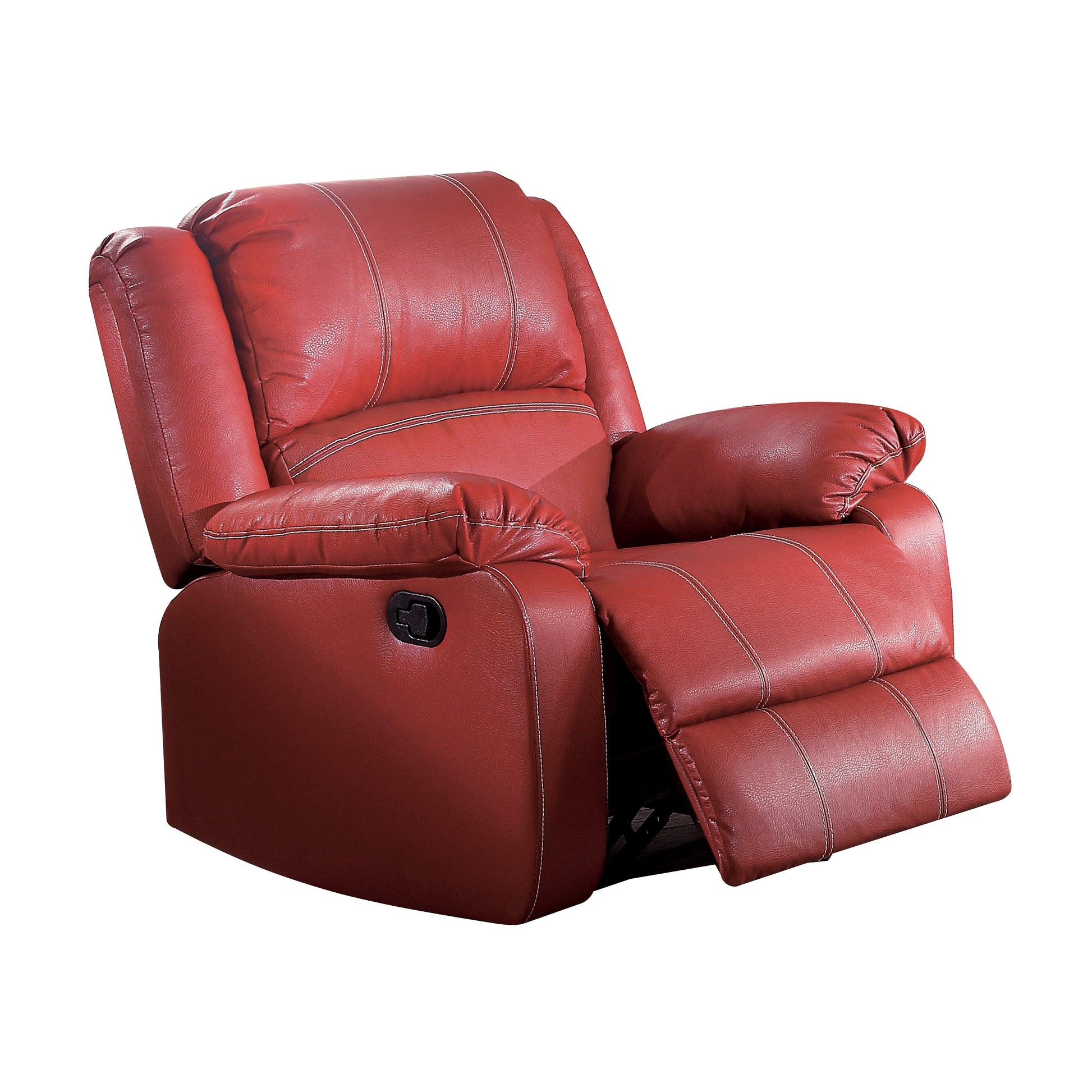 Zuriel Red PU Rocker Recliner (Motion) - ATL FURNITURE