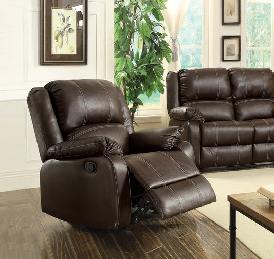 Zuriel Brown PU Rocker Recliner (Motion) - ATL FURNITURE