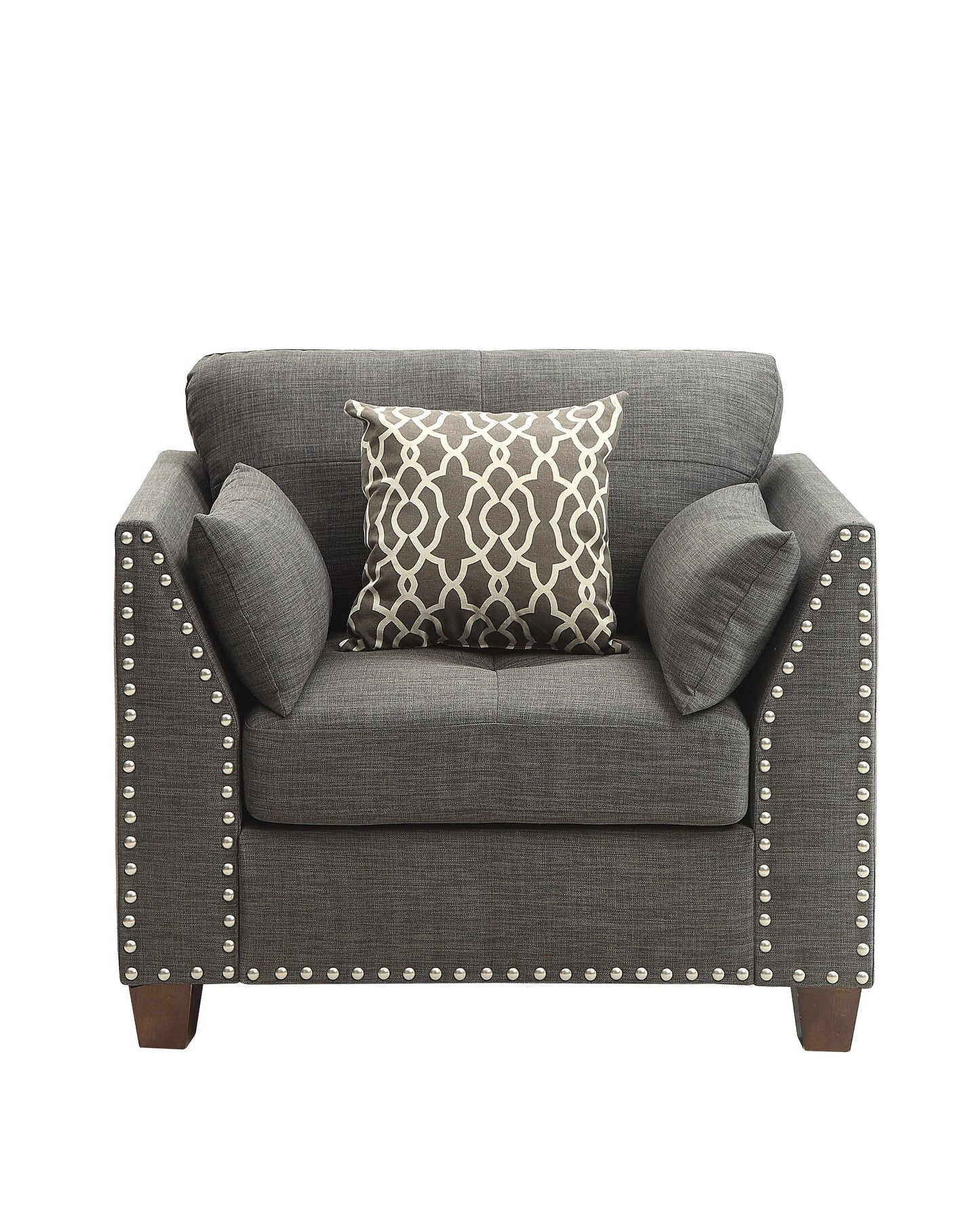 Laurissa Light Charcoal Linen Chair & 3 Pillows - ATL FURNITURE