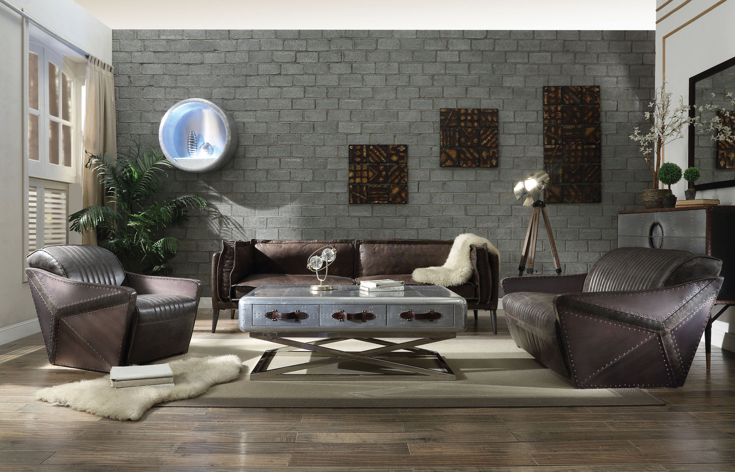 Porchester Distress Chocolate Top Grain Leather Sofa - ATL FURNITURE