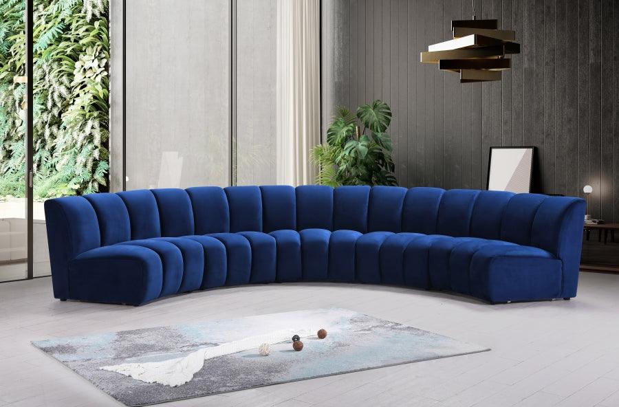 Infinity Modular 5 Piece Sectional In Navy - ATL FURNITURE