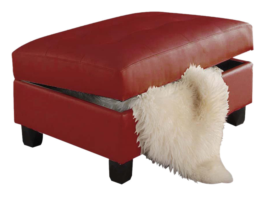 Acme Kiva Ottoman with Storage in Red 51187 - ATL FURNITURE