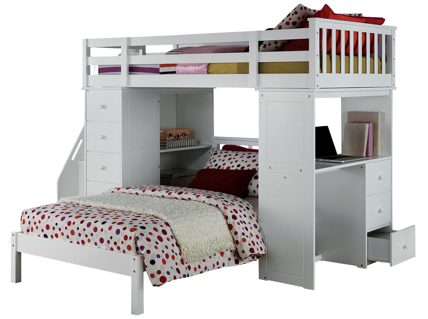 Acme Freya Loft Bed Set with Twin Bed in White 37145/37152 - ATL FURNITURE