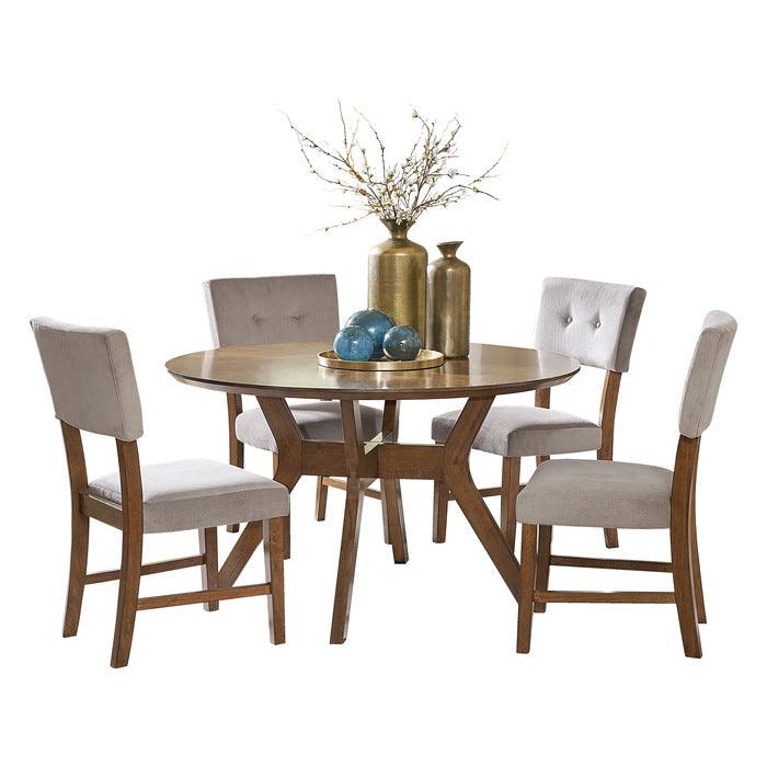 Homelegance - Edam Brown 5 Piece Round Dining Room Set - 5492-52-5 - ATL FURNITURE