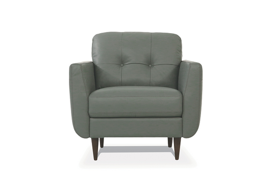 Radwan Pesto Green Leather Chair - ATL FURNITURE