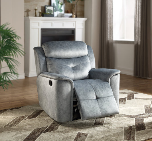 Mariana Silver Blue Fabric Recliner - ATL FURNITURE