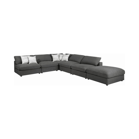 Serene Upholstered Rectangular Ottoman Charcoal