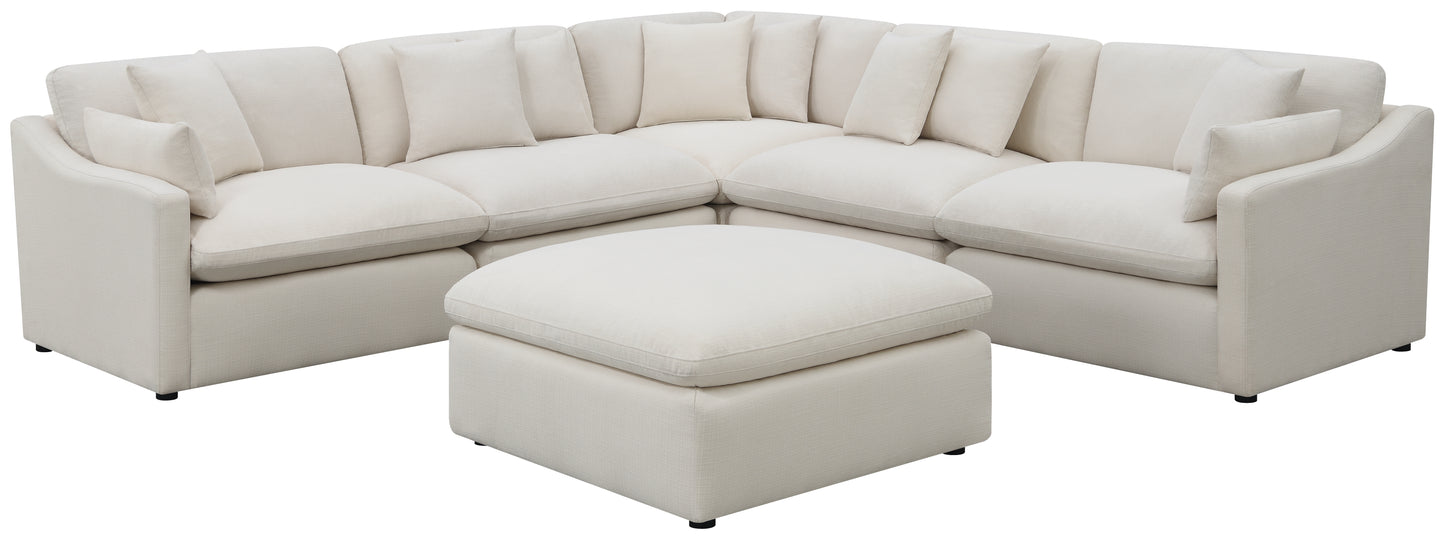 Hobson Square Upholstered Ottoman Ivory