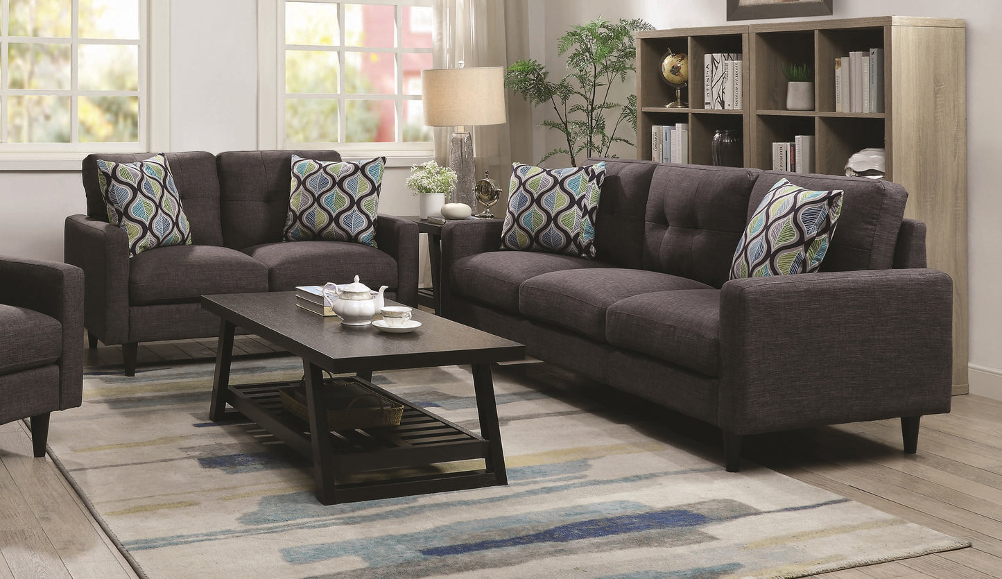 Watsonville Upholstered Track Arm Tufted Sofa Grey