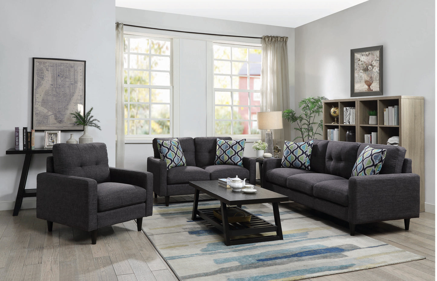 Watsonville Upholstered Track Arm Tufted Sofa Grey