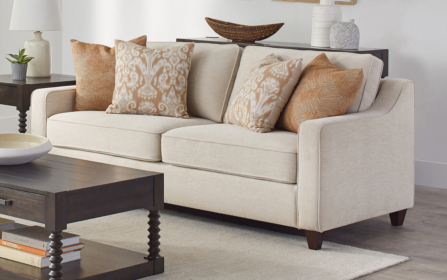 Christine Upholstered Sloped Arm Sofa Beige