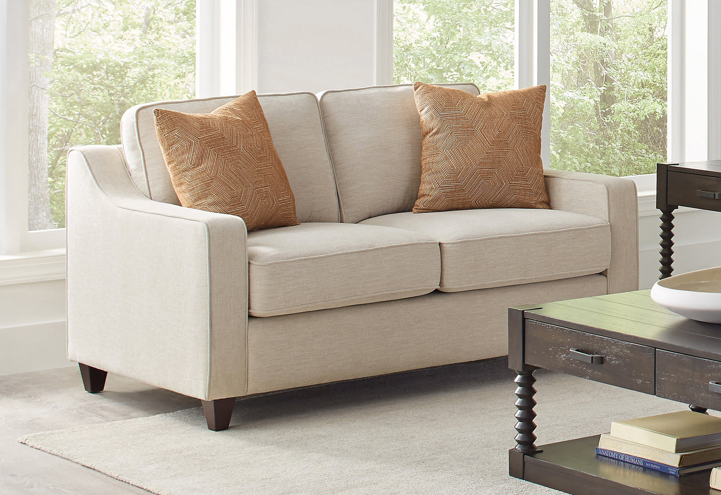 Christine Upholstered Sloped Arm Loveseat Beige