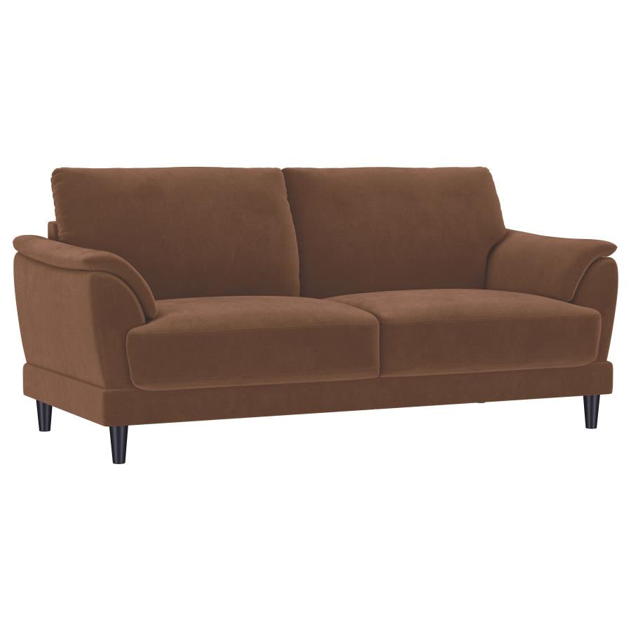 Selma 2-Piece Velvet Upholstered Crescent Arm Sofa Set Rust