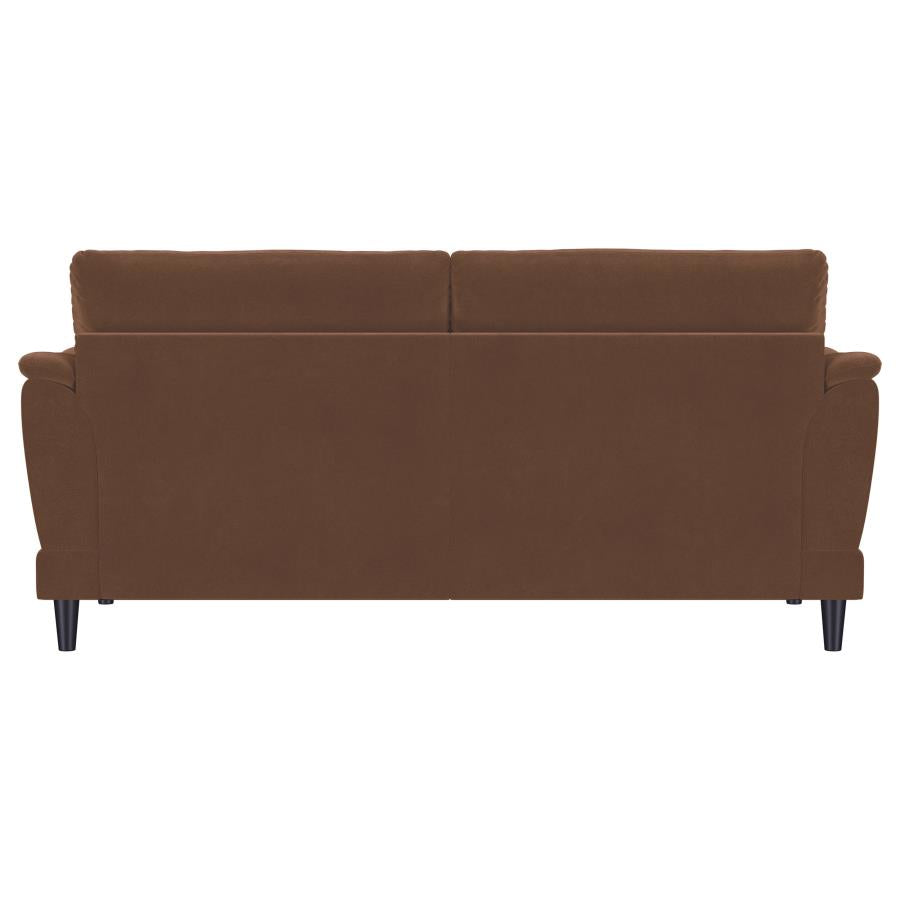 Selma Velvet Upholstered Crescent Arm Sofa Rust