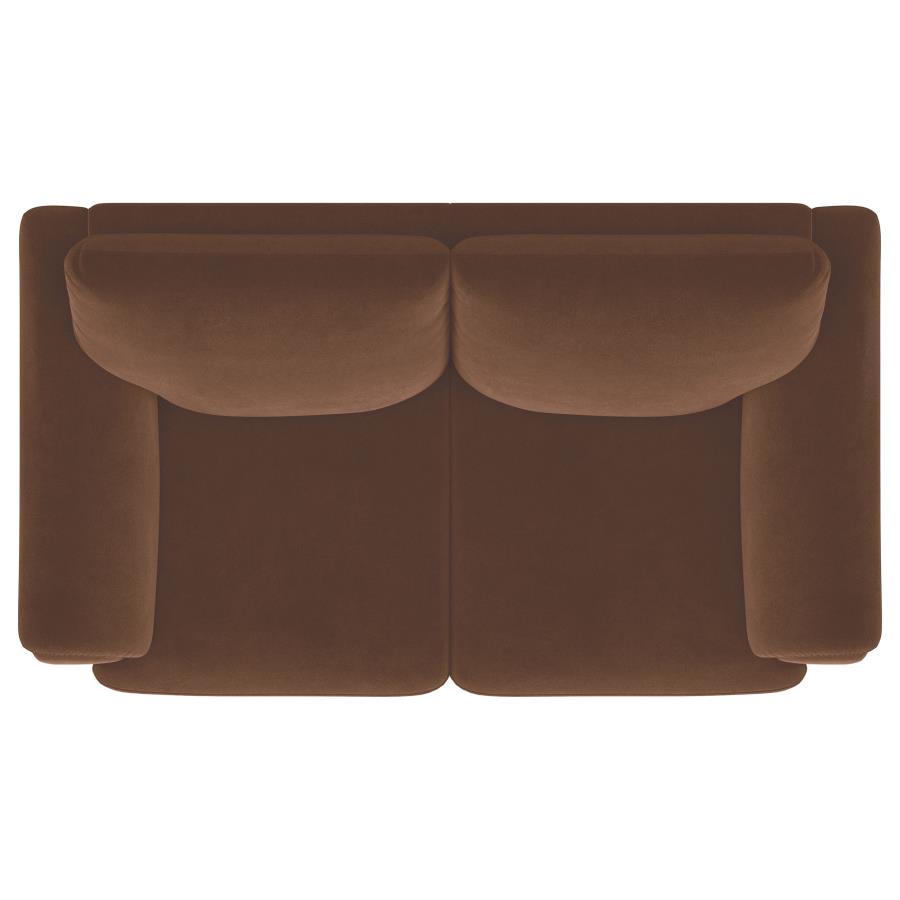 Selma Velvet Upholstered Crescent Arm Loveseat Rust
