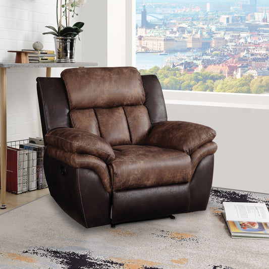 Jaylen Toffee & Espresso Polished Microfiber Recliner - ATL FURNITURE