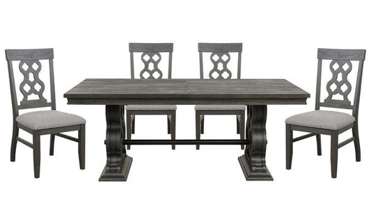 Homelegance - Arasina Dark Pewter 5 Piece Extendable Rectangular Dining Table Set - 5559N-96-5 - ATL FURNITURE