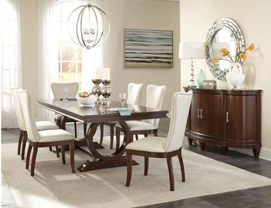 Homelegance - Oratorio Cherry 8 Piece Extendable Trestle Dining Room Set - 5562-96-8 - ATL FURNITURE