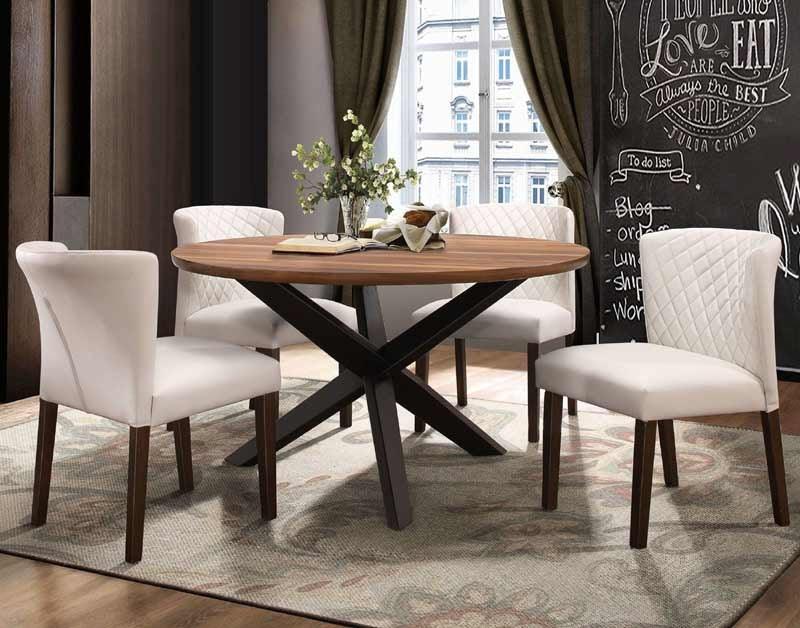 Homelegance - Nelina Brown 5 Piece Round Dining Room Set - 5597-53-5 - ATL FURNITURE