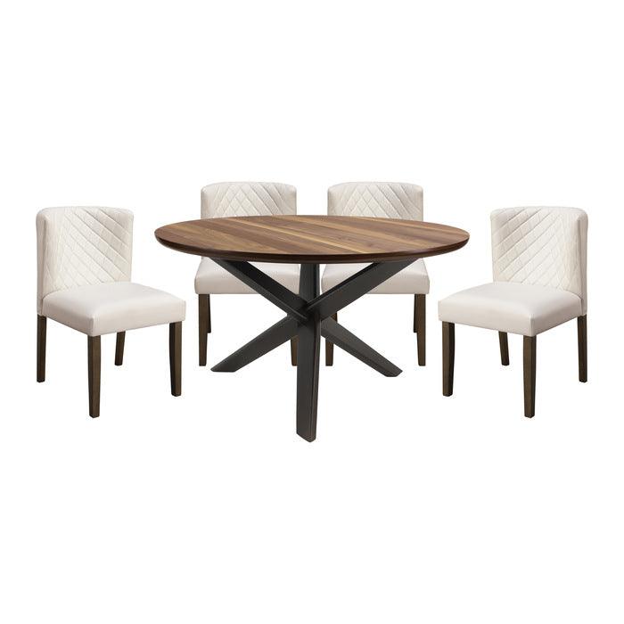 Homelegance - Nelina Brown 5 Piece Round Dining Room Set - 5597-53-5 - ATL FURNITURE