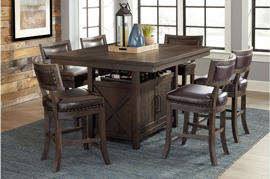 Homelegance - Oxton 7 Piece Counter Height Table Set In Dark Cherry - 5655-24-7Set - ATL FURNITURE