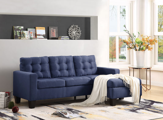 Earsom Blue Linen Sectional Sofa (Rev. Chaise) - ATL FURNITURE