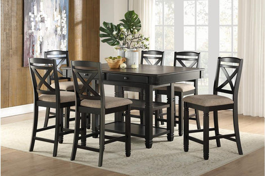 Homelegance - Baywater 7 Piece Counter Height Table Set In Natural And Black - 5705Bk-36-7Set - ATL FURNITURE