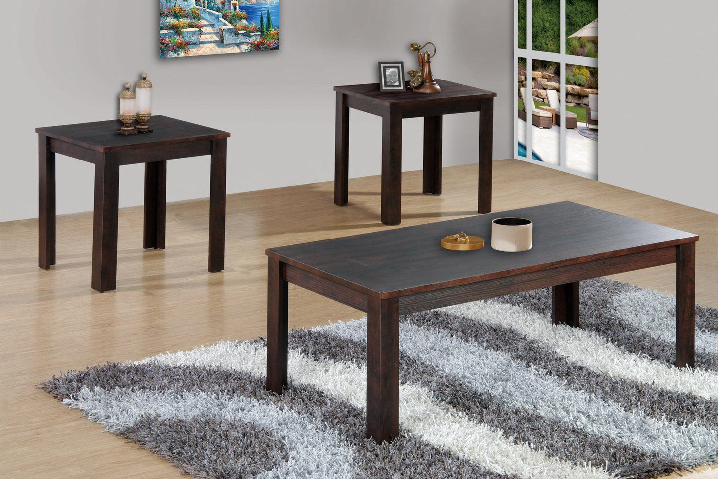 Espresso Coffee Table Set; 3 PCS. SET - ATL FURNITURE