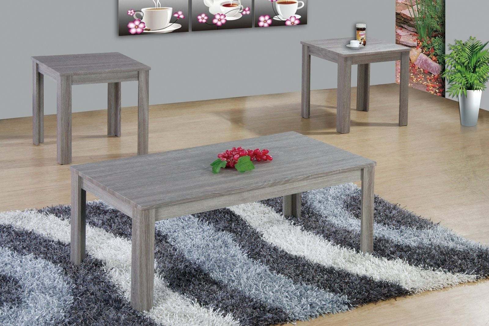 Gray Coffee Table Set; 3 PCS. SET - ATL FURNITURE