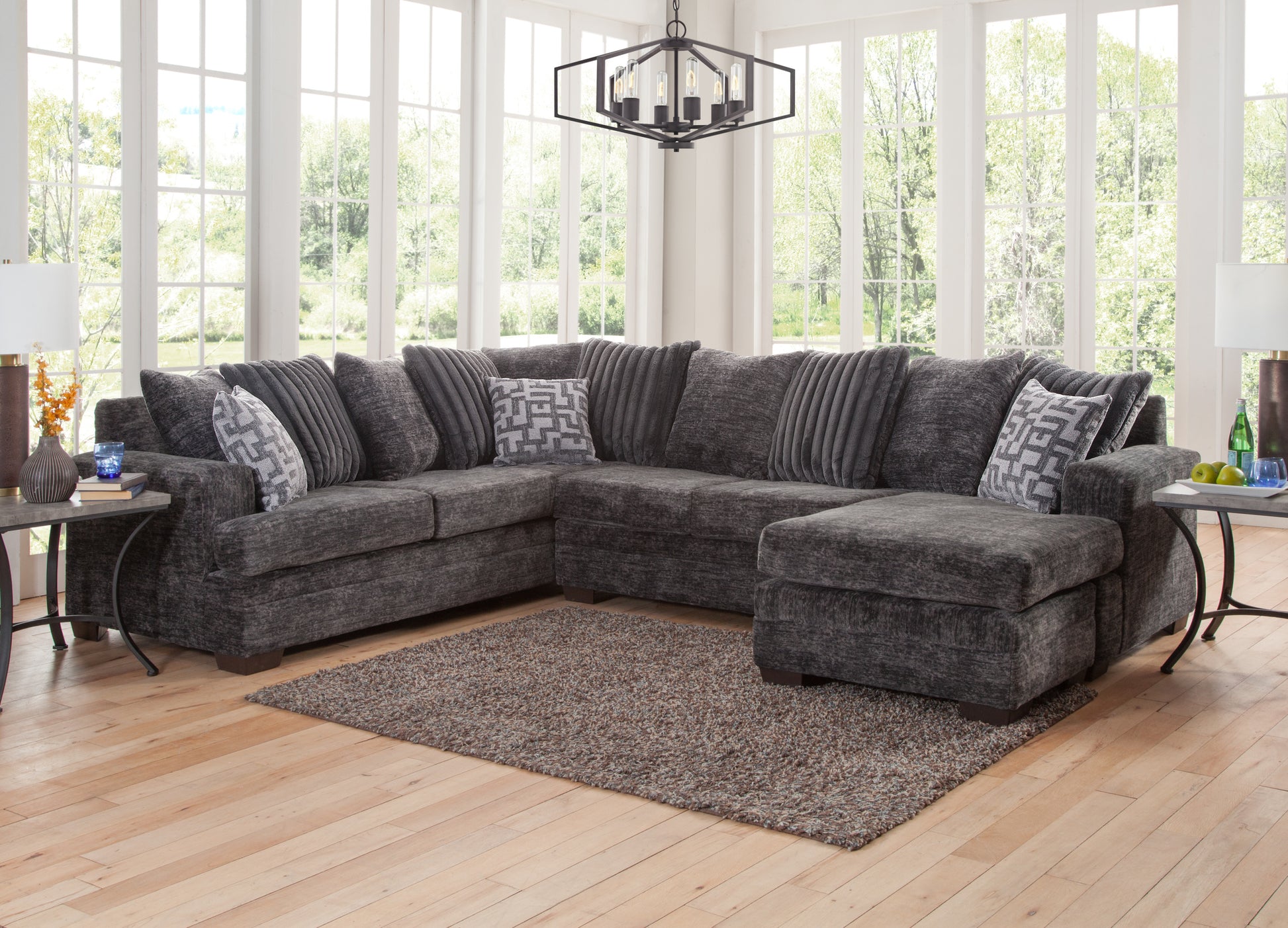 Galactic Charcoal Sectional - ATL FURNITURE