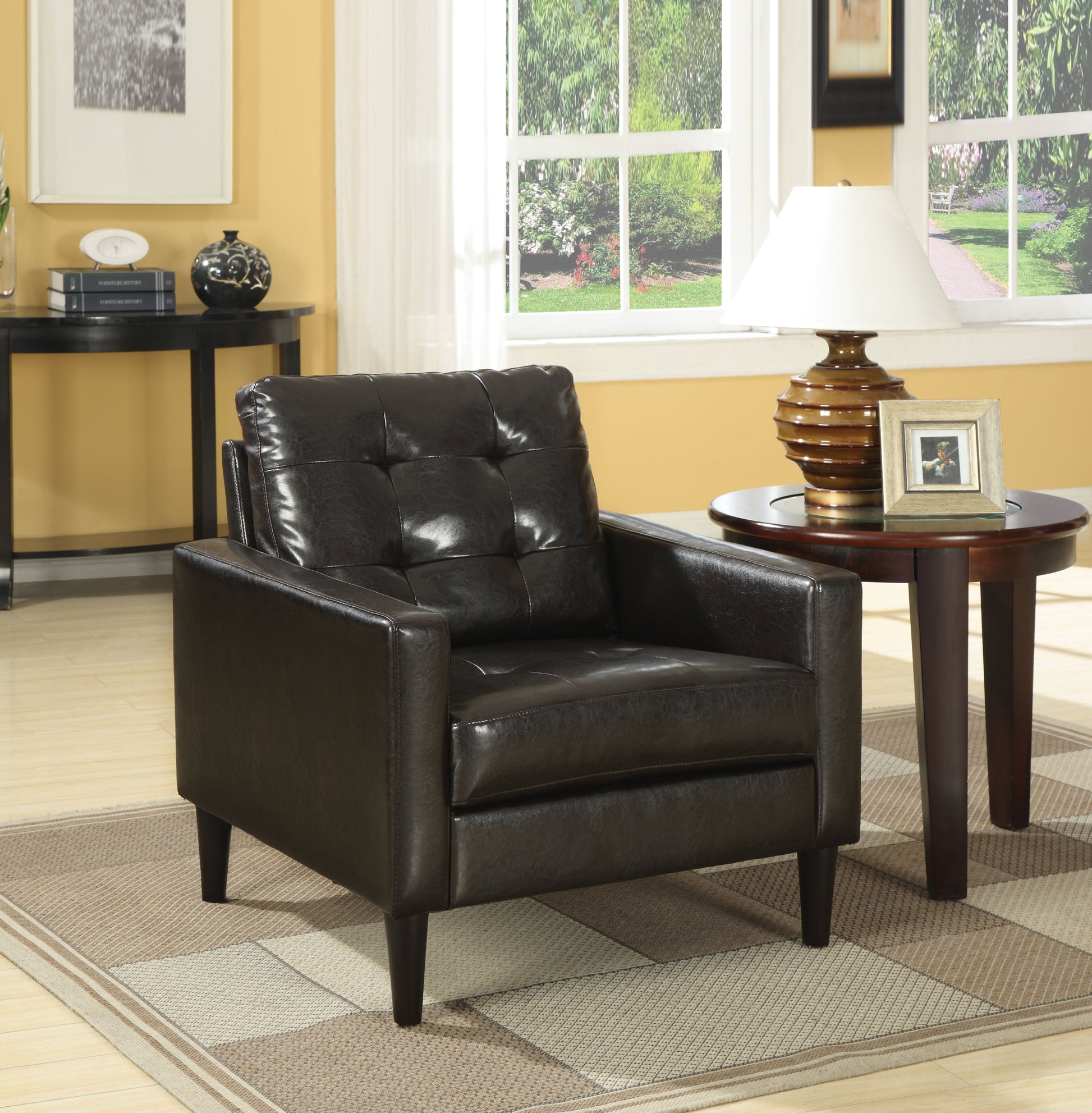 Balin Espresso PU Accent Chair - ATL FURNITURE