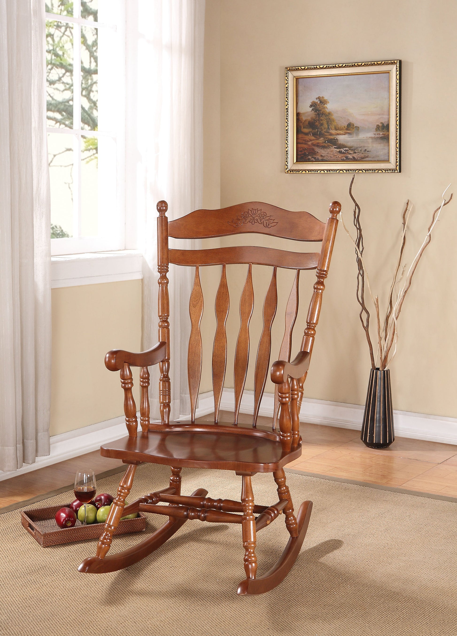 Kloris Dark Walnut Rocking Chair - ATL FURNITURE