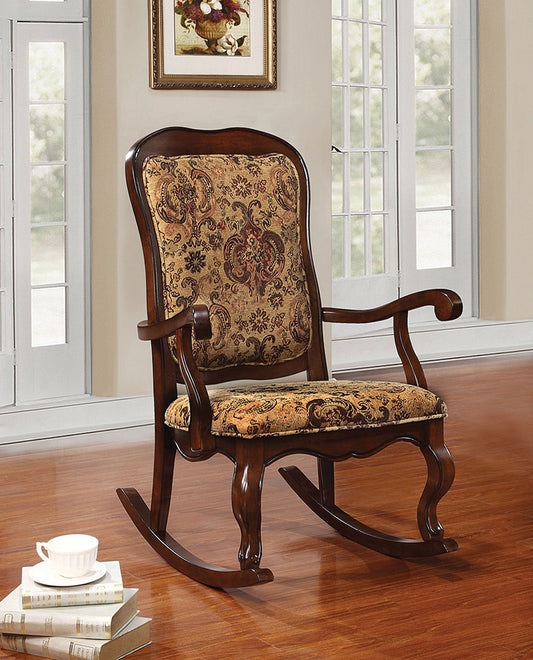 Sharan Fabric & Cherry Rocking Chair - ATL FURNITURE