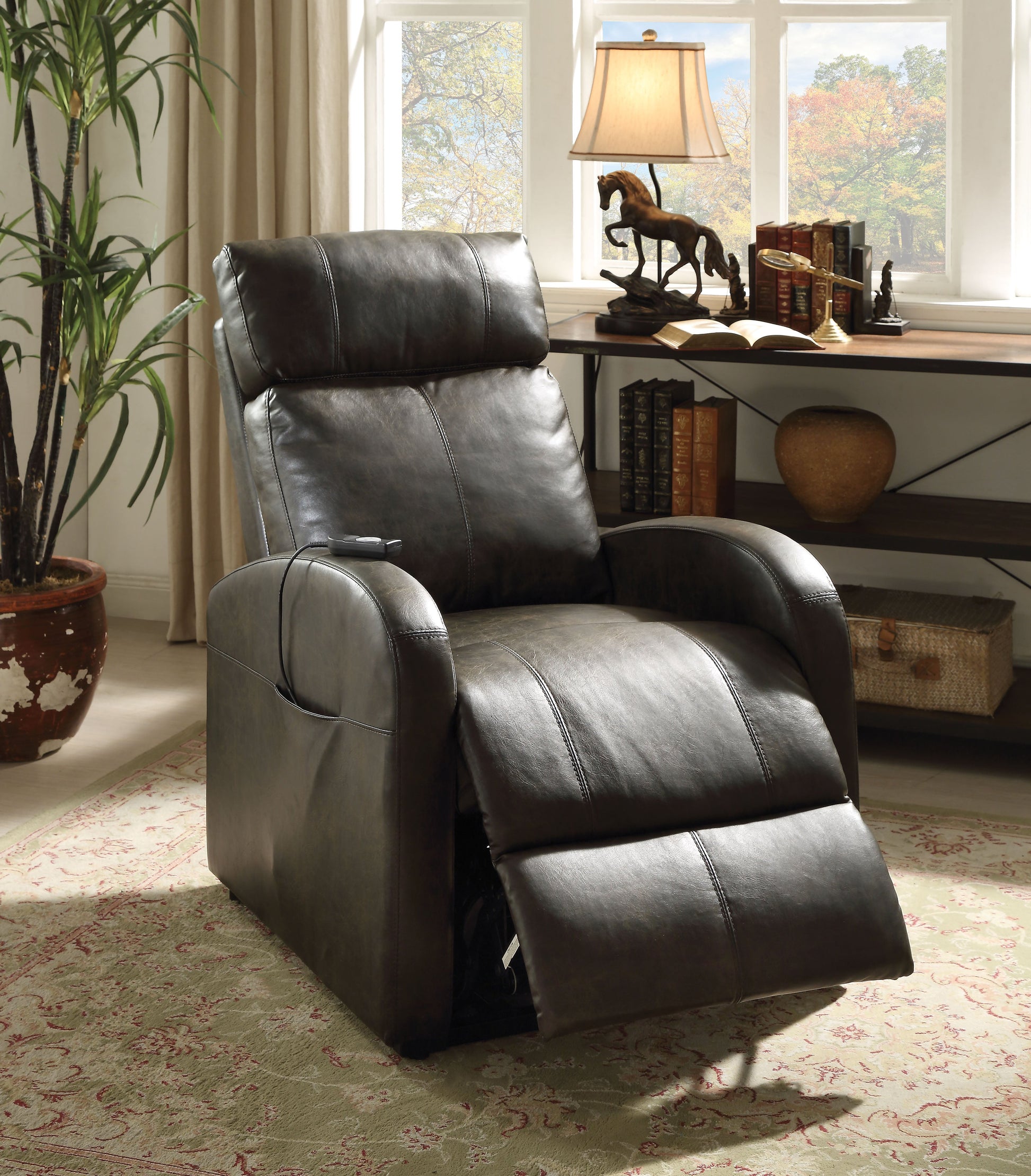 Ricardo Dark Gray PU Recliner w/Power Lift - ATL FURNITURE