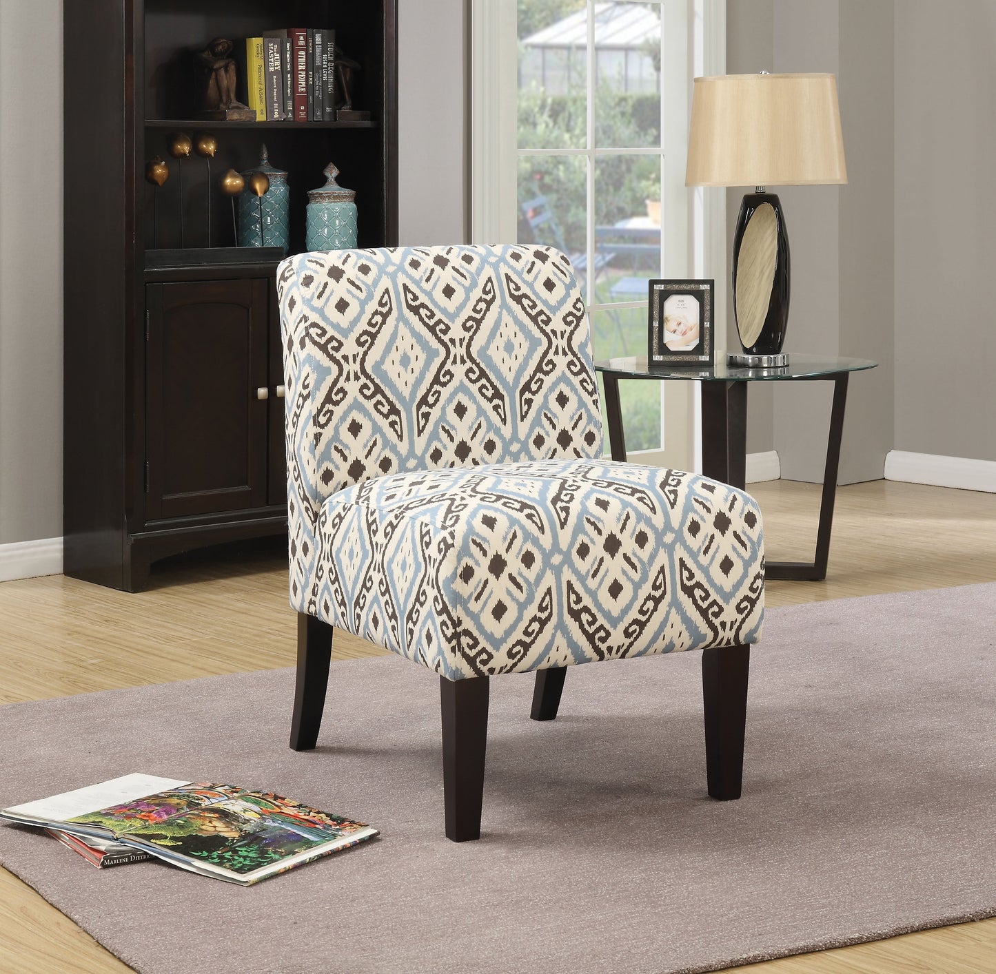 Ollano Pattern Fabric (Blue) Accent Chair - ATL FURNITURE