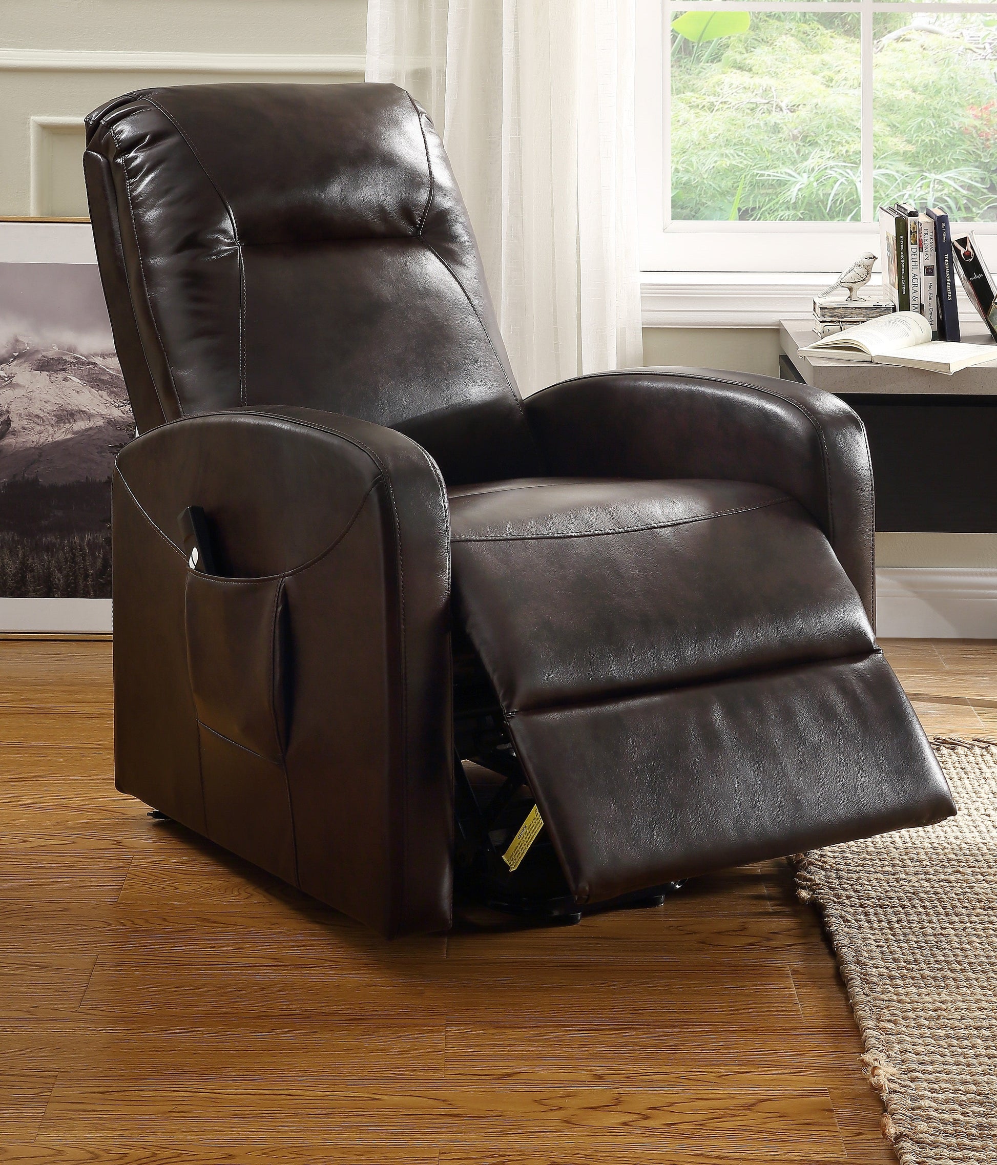 Kasia Espresso PU Recliner w/Power Lift - ATL FURNITURE