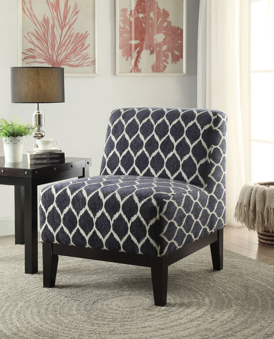 Hinte Dark Blue Chenille Accent Chair - ATL FURNITURE