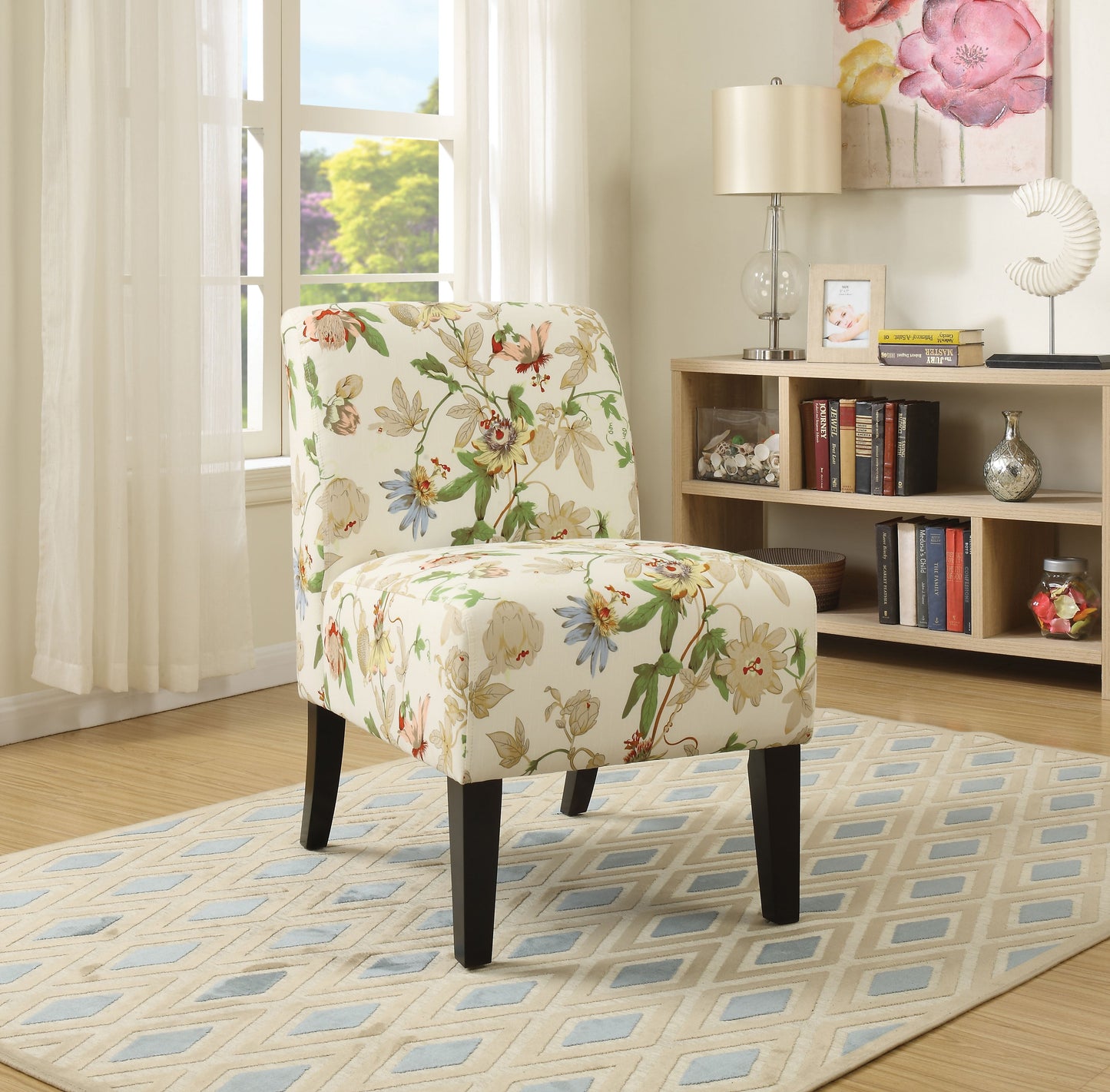 Ollano Floral Fabric Accent Chair - ATL FURNITURE