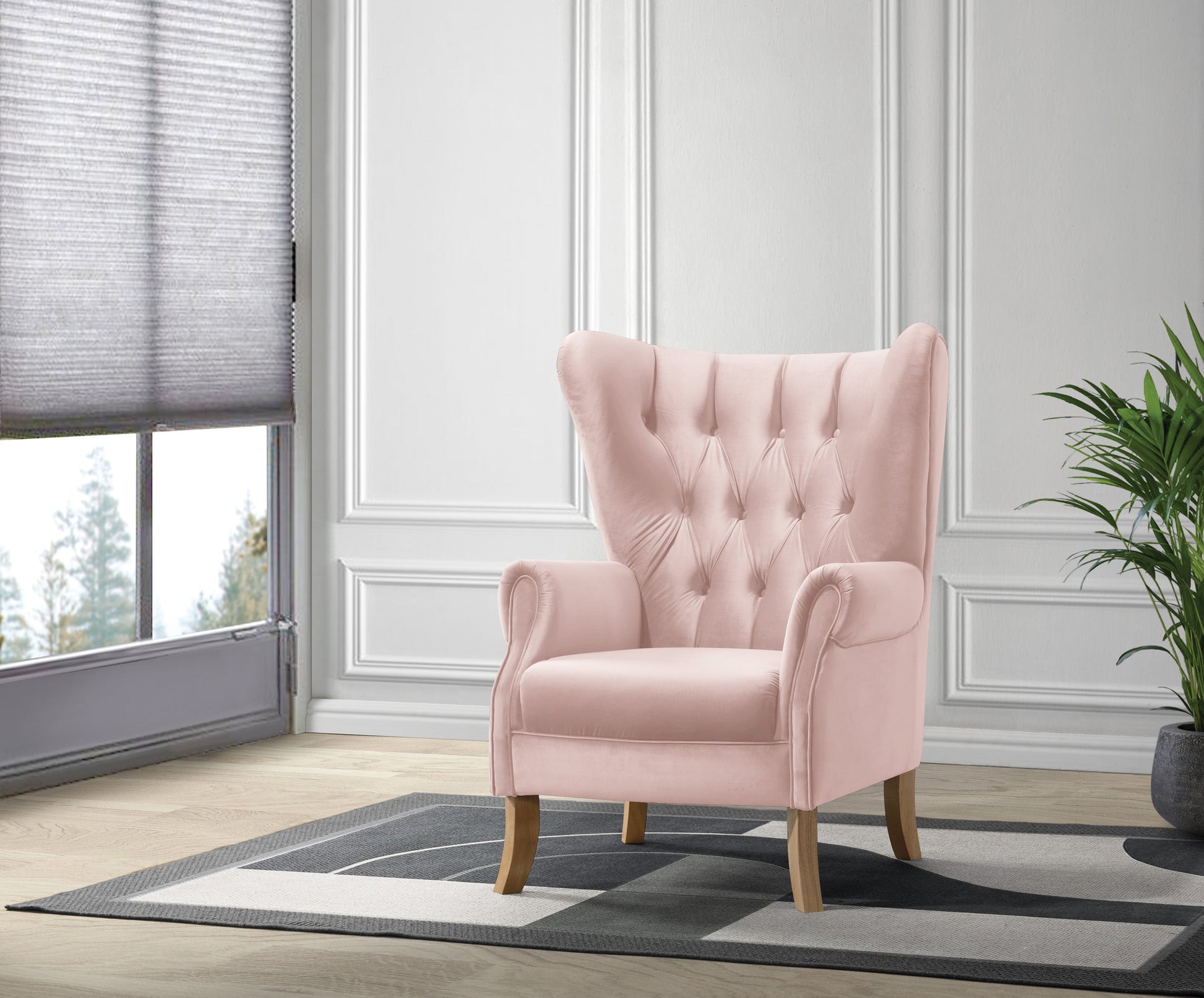 Adonis Blush Pink Velvet Accent Chair - ATL FURNITURE