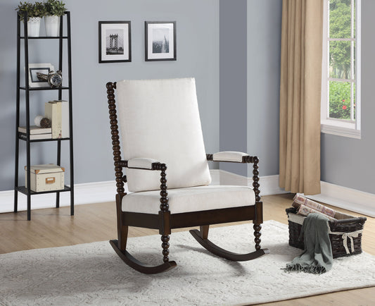 Tristin Cream Fabric & Walnut Rocking Chair - ATL FURNITURE