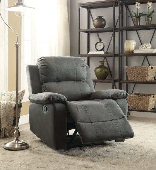 Bina Charcoal Polished Microfiber Recliner (Motion) - ATL FURNITURE