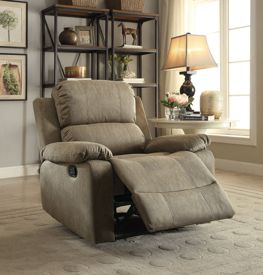 Bina Taupe Polished Microfiber Recliner (Motion) - ATL FURNITURE