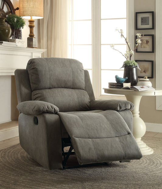 Bina Gray Polished Microfiber Recliner (Motion) - ATL FURNITURE